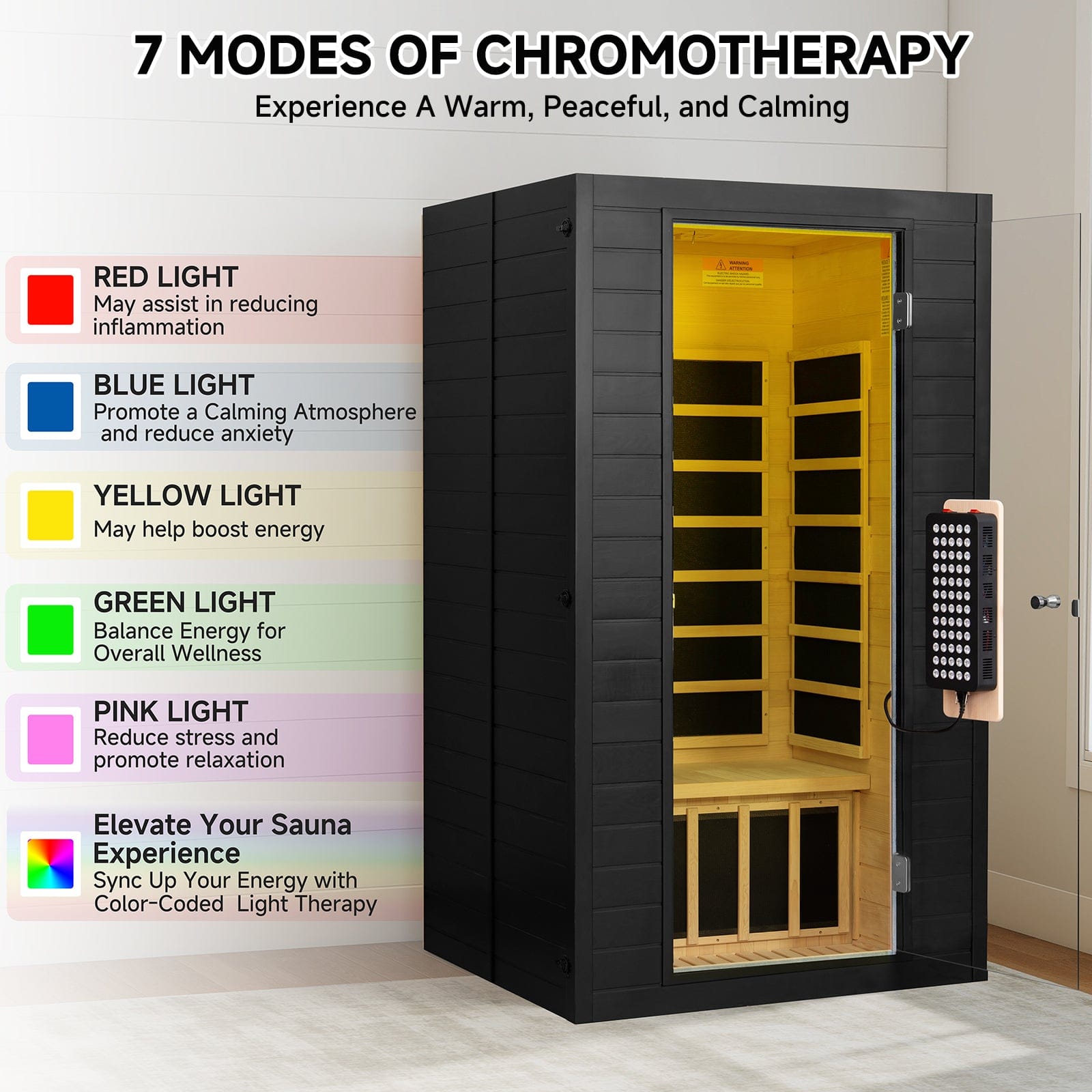 Real Relax Sports&Fitness RealRelax® S-01-2P Full Spectrum 1-2 Person Infrared Sauna Black