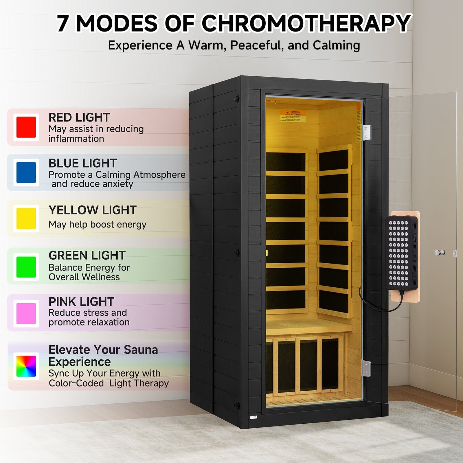 Real Relax Sports&Fitness RealRelax® S-02-1P Full Spectrum 1-Person Infrared Sauna Black
