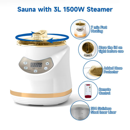 Real Relax Sports&Fitness BJL-SNF01 Portable Steam Room for Home, 3’ x 3’ x 5.9’ Roomier Steam Sauna Box Sauna Tent with 3L 1500W Steamer, Remote Control, Folding Chair