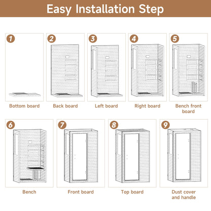 Real Relax Sports&Fitness Home Sauna Infrared Sauna for Home, 1 Person Low EMF Wood Indoor Saunas Spa at Home with 950W 10min Warm-up, Bluetooth, Easy LCD Panel, Backrest