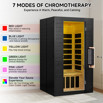 Real Relax Sports&Fitness RealRelax® S-01-2P Full Spectrum 1-2 Person Infrared Sauna Black