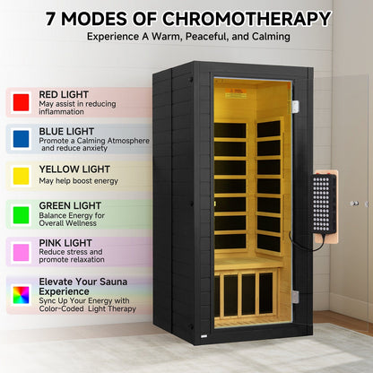 Real Relax Sports&Fitness RealRelax® S-02-1P Full Spectrum 1-Person Infrared Sauna Black